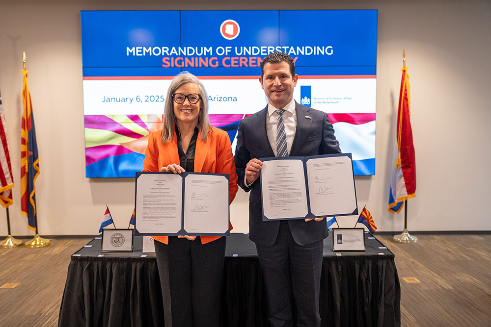 Arizona Governor Katie Hobbs and Netherlands Minister of Economic Affairs Dirk Beljaarts